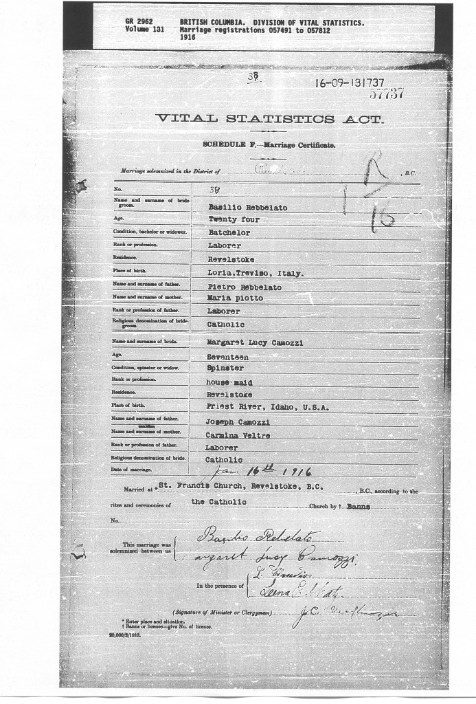 Rebelato Family Tree From Loria Italy